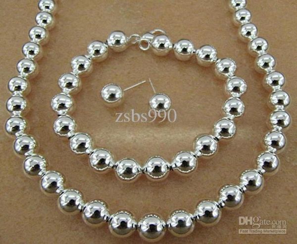 plated 925 sterling silver 6mm bead chain necklace bracelet stud earrings fashion jewelry set 5setlot6861357, Black
plated 925 sterling silver 6mm bead chain necklace bracelet stud earrings fashion jewelry set 5setlot6861357, Black