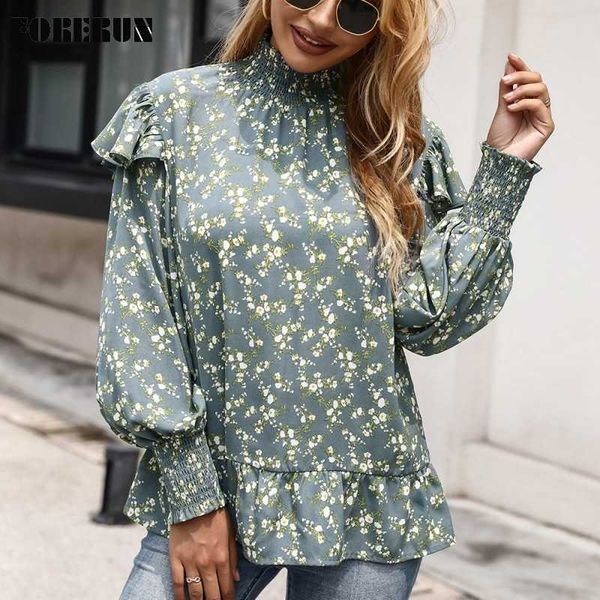 women's blouses shirts forerun blouses women floral long sleeve ruffle pullover stand collar autumn green vintage shirts chemisier femm, White
women's blouses shirts forerun blouses women floral long sleeve ruffle pullover stand collar autumn green vintage shirts chemisier femm, White