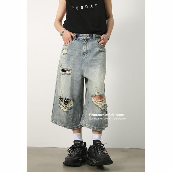 men's jeans firmranch 2023 ripped blue baggy jorts for men women oversized midlength shorts torn ninth denim pants 230711
men's jeans firmranch 2023 ripped blue baggy jorts for men women oversized midlength shorts torn ninth denim pants 230711