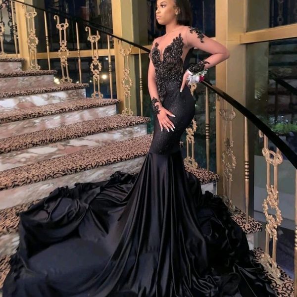 black mermaid prom dress for black girls mesh crystals beading long sleeved birthday party gown homecoming event robe de ball
black mermaid prom dress for black girls mesh crystals beading long sleeved birthday party gown homecoming event robe de ball