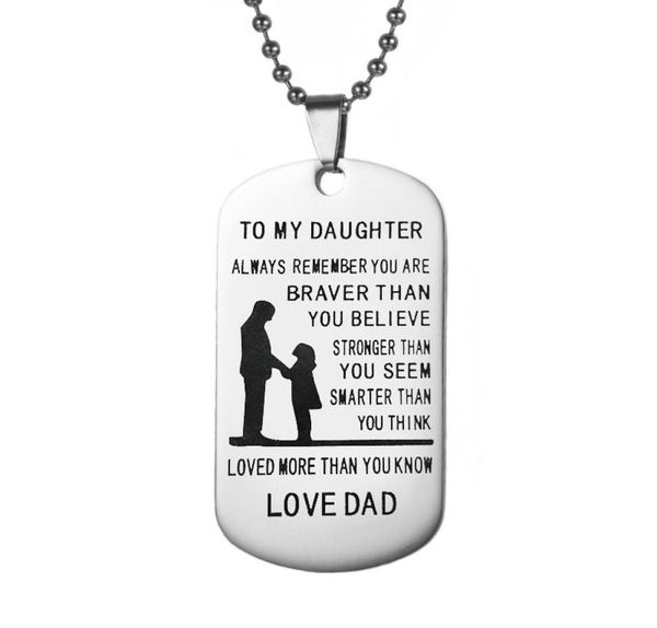 foreign trade s jewelry stainless steel tag necklace to my daughter letters from father military licensing pendants1528271, Silver
foreign trade s jewelry stainless steel tag necklace to my daughter letters from father military licensing pendants1528271, Silver