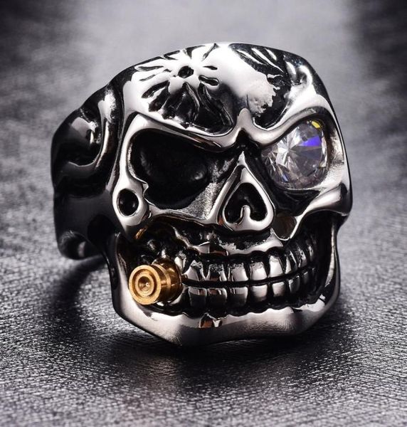 2018 fashion casted stainless steel halloween rock punk skull ring with cubic zirconia bullet biker ring size 8132918652, Silver
2018 fashion casted stainless steel halloween rock punk skull ring with cubic zirconia bullet biker ring size 8132918652, Silver