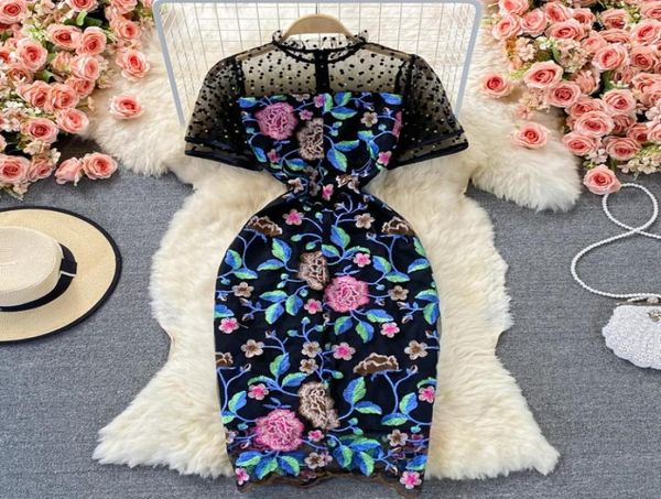 vinatge runway embroidery floral dress women polka dot short sleeve stand elegant luxury flower evening party bodycon vestidos 2026021575, White;black
vinatge runway embroidery floral dress women polka dot short sleeve stand elegant luxury flower evening party bodycon vestidos 2026021575, White;black