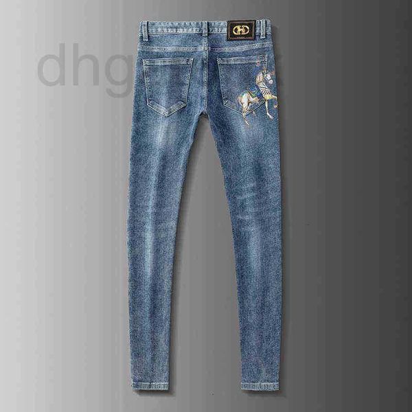 men's jeans designer spring summer brand elastic korean version slim fitting feet golden horse printed blue pants rkex
men's jeans designer spring summer brand elastic korean version slim fitting feet golden horse printed blue pants rkex