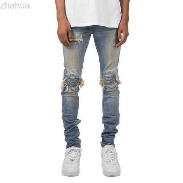 casual jeans designer 2022 fashion fog style men's jeans personalized pleated stretch men's jeans, Blue
casual jeans designer 2022 fashion fog style men's jeans personalized pleated stretch men's jeans, Blue