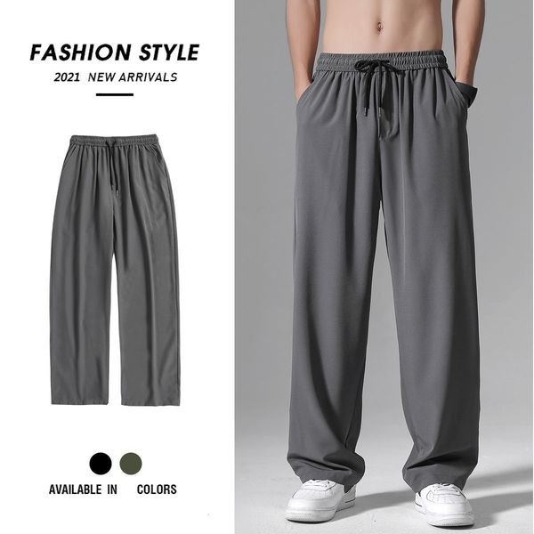 men s pants ice silk summer trousers trend loose straight thin casual all match breathable sports men 230711, Black
men s pants ice silk summer trousers trend loose straight thin casual all match breathable sports men 230711, Black