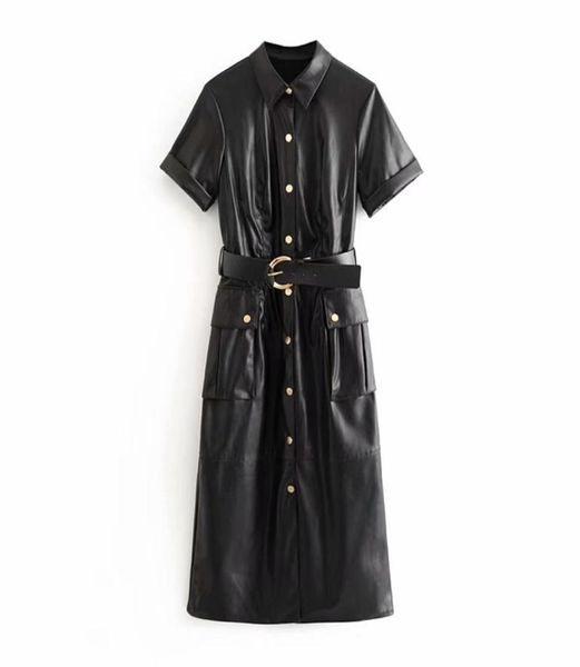 fashion pu faux leather dress women short sleeve solid casual dress stylish turn down collar pockets dresses with belt vestidos4387374, Black;gray
fashion pu faux leather dress women short sleeve solid casual dress stylish turn down collar pockets dresses with belt vestidos4387374, Black;gray