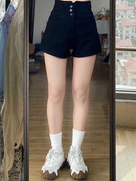 black high waisted denim shorts for women in summer, thin, oversized, chubby mm, slimming, belly covering, and small a-line wide leg pants, Blue
black high waisted denim shorts for women in summer, thin, oversized, chubby mm, slimming, belly covering, and small a-line wide leg pants, Blue