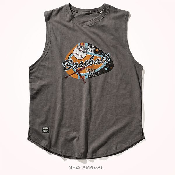 men' tank summer american retro sleeveless oneck printed tshirt fashion 100 cotton washed old casual sports vest 230711, White;black
men' tank summer american retro sleeveless oneck printed tshirt fashion 100 cotton washed old casual sports vest 230711, White;black
