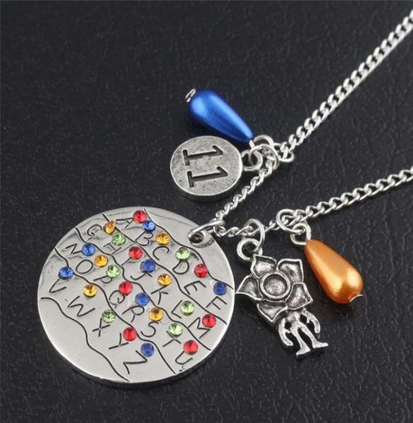 10pc stranger things necklaces montauk 11 alphabet light wall monster pendant with crytal lady girl choker cosplay accessories9418591, Silver
10pc stranger things necklaces montauk 11 alphabet light wall monster pendant with crytal lady girl choker cosplay accessories9418591, Silver