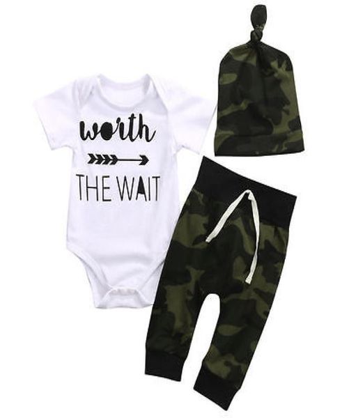 2019 infant newborn baby boy girls cotton short sleeve letter romper jumpsuit playsuit with camouflage hat pants 3pcs clothes set 7326424, White
2019 infant newborn baby boy girls cotton short sleeve letter romper jumpsuit playsuit with camouflage hat pants 3pcs clothes set 7326424, White