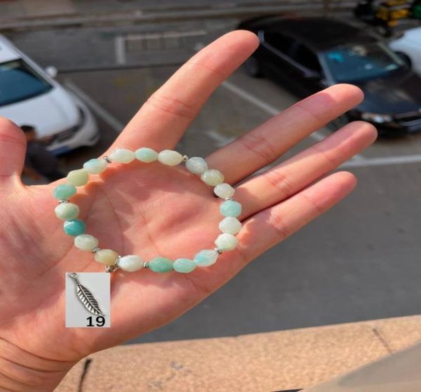 new mg1080 2 strand cutted amazonite with feather pendant 19 bracelet4515210, Black