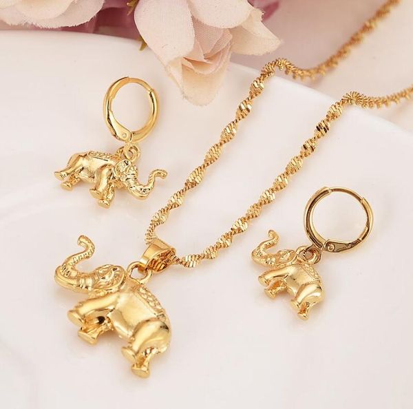 24 k solid fine gold gf cute elephant necklace earrings trendy women men jewelry charm pendant chain animal lucky jewelry sets4973123, Silver
24 k solid fine gold gf cute elephant necklace earrings trendy women men jewelry charm pendant chain animal lucky jewelry sets4973123, Silver