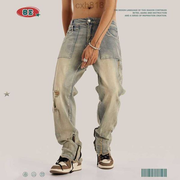 designer jeans be men's wear | autumn/winter washed yellow mud micro flared zipper american street fashion brand men's and women&#, Blue
designer jeans be men's wear | autumn/winter washed yellow mud micro flared zipper american street fashion brand men's and women&#, Blue