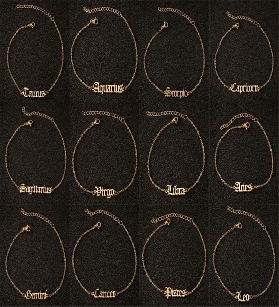 women men anklets chains 12 constellations zodiac sign letter goldsilver ankle bracelet birthday gift stainless steel foot chains3053069, Red;blue
women men anklets chains 12 constellations zodiac sign letter goldsilver ankle bracelet birthday gift stainless steel foot chains3053069, Red;blue