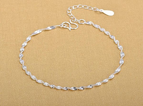 925 sterling silver fashion simple elegant ed link chain bracelets jewelry for woman wave anklet gifts7378797, Black
925 sterling silver fashion simple elegant ed link chain bracelets jewelry for woman wave anklet gifts7378797, Black