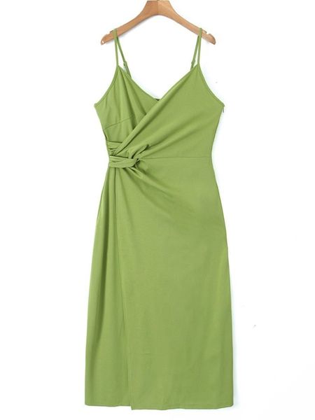 plus size dresses good quality size dres 2023 summer slim vneck twist knot waist slit spaghetti strap dress oversized curve clothes 230711, Black 
plus size dresses good quality size dres 2023 summer slim vneck twist knot waist slit spaghetti strap dress oversized curve clothes 230711, Black