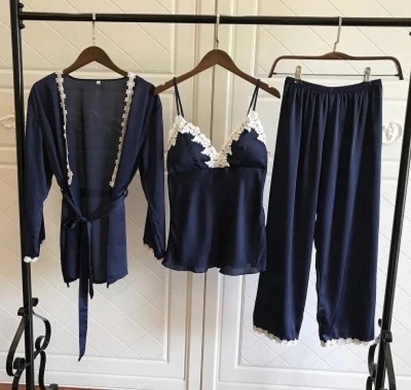 new women luxury autumn winter silk pyjama set women lace pajamas set robe 3 pcs lingerie sets sleepwear nightie homewear d8973637, Black;red
new women luxury autumn winter silk pyjama set women lace pajamas set robe 3 pcs lingerie sets sleepwear nightie homewear d8973637, Black;red