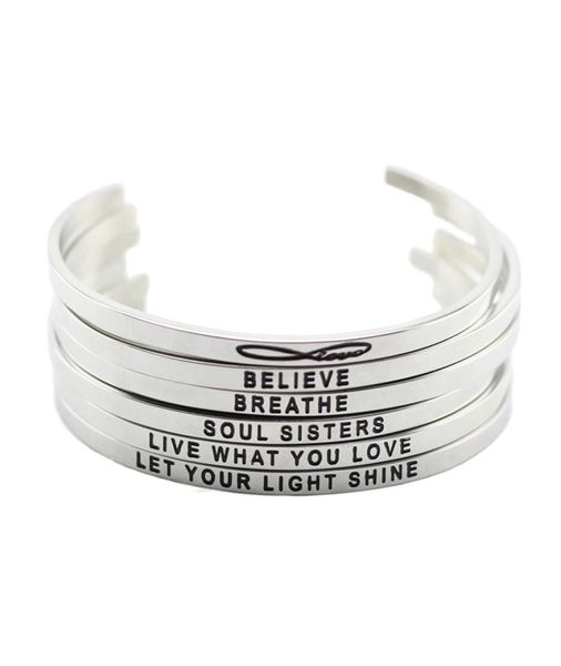 new arrival stainless steel open cuff bracelet silver hand stamped bracelet bangle engraved words bracelet bangle jewelry1677320, Black
new arrival stainless steel open cuff bracelet silver hand stamped bracelet bangle engraved words bracelet bangle jewelry1677320, Black
