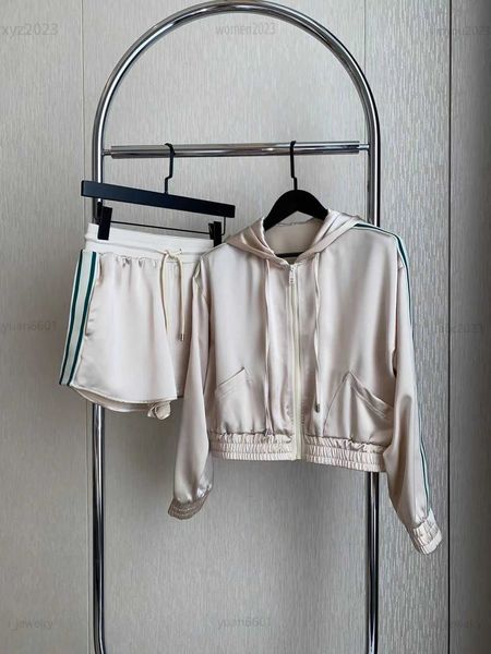 girl summer suit designer women tracksuits 2pcs fashion long sleeved hooded jacket and lace up shorts, Gray
girl summer suit designer women tracksuits 2pcs fashion long sleeved hooded jacket and lace up shorts, Gray