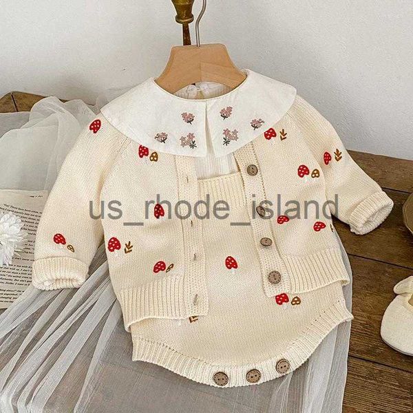 clothing sets clothing sets spring autumn kids suit infant baby girls set long sleeve knitted cardigan jumpsuit born clothes x0712, White