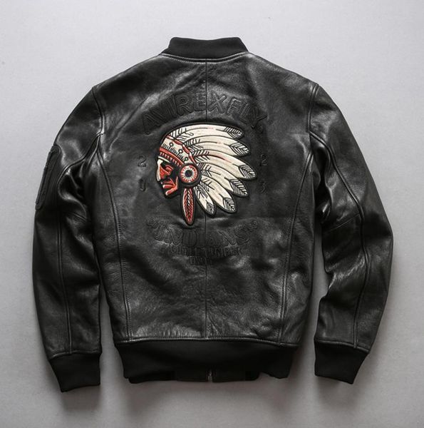 black avirexfly men genuine leather jackets indians embroidery fighter bomber unit sheepskin leather flight bomber jackets6736860
black avirexfly men genuine leather jackets indians embroidery fighter bomber unit sheepskin leather flight bomber jackets6736860