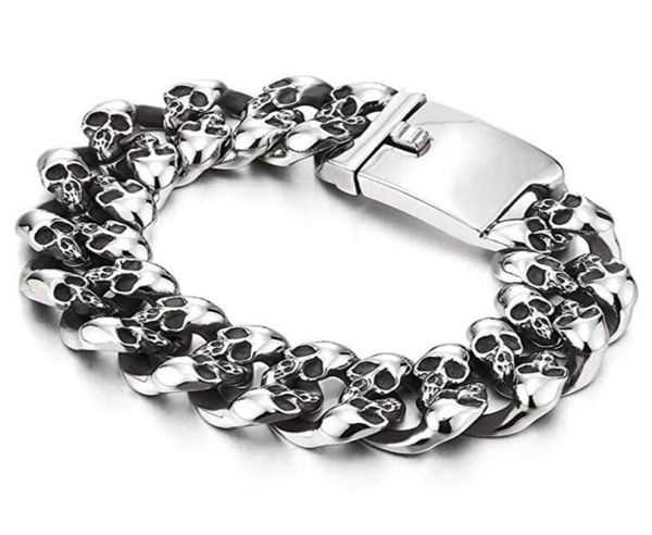 punk rock mens skull bracelets bangles hiphop stainless steel 15mm 19mm heavy ghost biker curb cuban chain bracelet men jewelry281387151, Black
punk rock mens skull bracelets bangles hiphop stainless steel 15mm 19mm heavy ghost biker curb cuban chain bracelet men jewelry281387151, Black