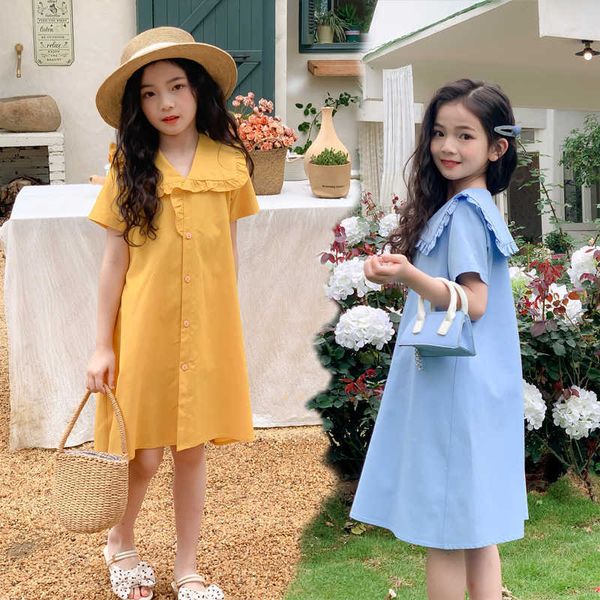 girl's dresses girls summer loose dress 2023 new cotton large lapel dress mid-length fresh short sleeve clothing #7333hkd230712, Red;yellow
girl's dresses girls summer loose dress 2023 new cotton large lapel dress mid-length fresh short sleeve clothing #7333hkd230712, Red;yellow