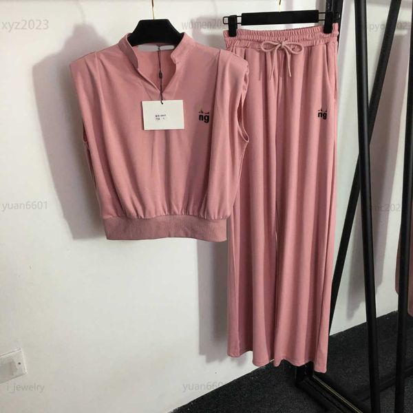 womens sports suit designer tracksuits size s-l 2pcs diamond shoulder pad tank and drawstring elastic wide leg pants july10, Gray
womens sports suit designer tracksuits size s-l 2pcs diamond shoulder pad tank and drawstring elastic wide leg pants july10, Gray