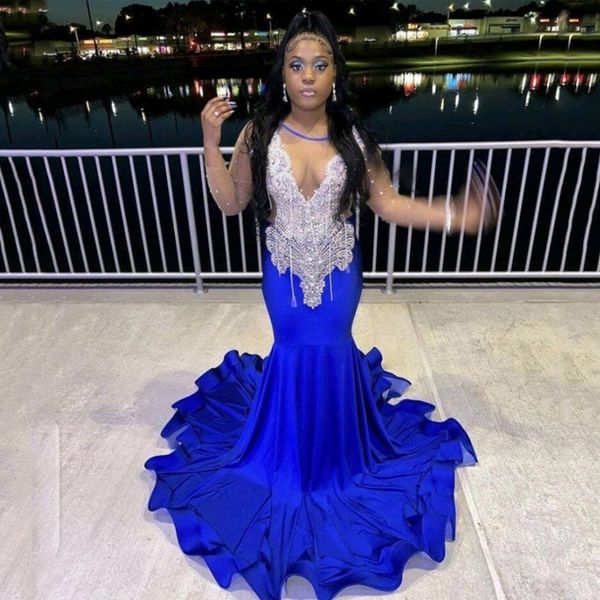 blue sparkly mermaid long sleeved prom dresses 2023 o-neck crystals party gowns for black girls robe de ball
blue sparkly mermaid long sleeved prom dresses 2023 o-neck crystals party gowns for black girls robe de ball