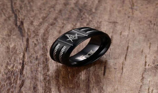 masonicman mens black rings stainless steel double wire cable inlay ring for men wedding band laser masonic vintage jewelry3066202, Silver
masonicman mens black rings stainless steel double wire cable inlay ring for men wedding band laser masonic vintage jewelry3066202, Silver