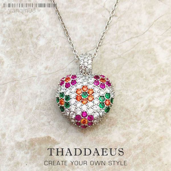 pendant necklaces necklace heart colorful flower summer brand new romantic fine jewelry europe 925 sterling silver gift for women hkd230712
pendant necklaces necklace heart colorful flower summer brand new romantic fine jewelry europe 925 sterling silver gift for women hkd230712
