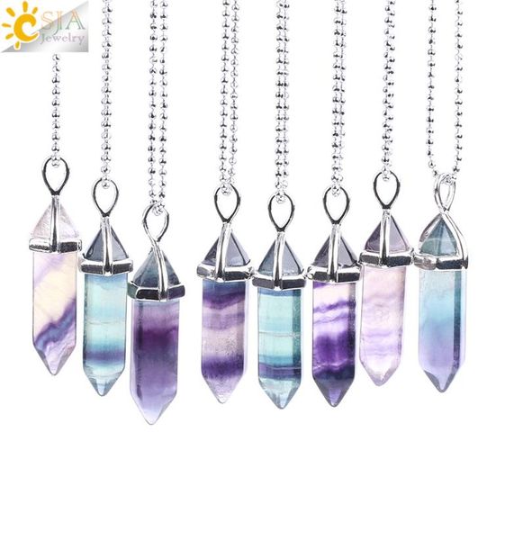 csja multi colored natural fluorite gemstone healing point hexagonal pillar charms pendant necklaces reiki meditation jewel1208200, Silver
csja multi colored natural fluorite gemstone healing point hexagonal pillar charms pendant necklaces reiki meditation jewel1208200, Silver