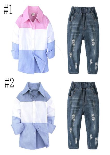 childrens wear cotton twopiece suit shirt shredded jeans long sleeve trousers stripe splicing western lapel single breasted 501453112, White
childrens wear cotton twopiece suit shirt shredded jeans long sleeve trousers stripe splicing western lapel single breasted 501453112, White