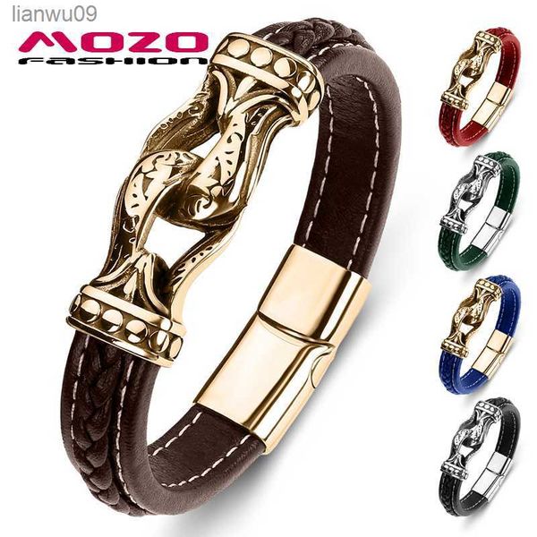 mozo fashion wholesale punk men multi color genuine leather stainless steel handmade gift for cool boy jewelry 081 l230704, Black
mozo fashion wholesale punk men multi color genuine leather stainless steel handmade gift for cool boy jewelry 081 l230704, Black