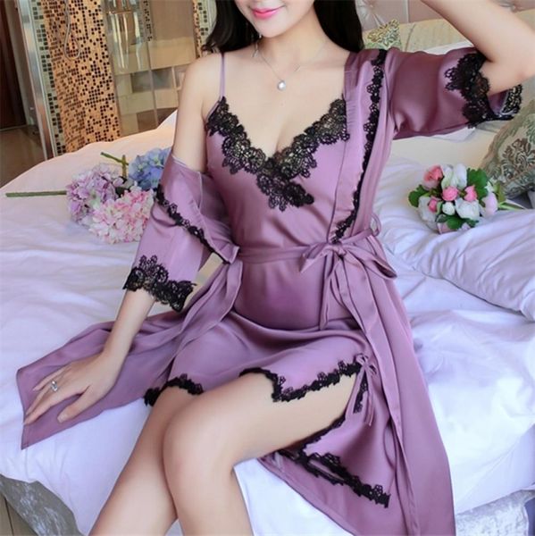 women lace silk satin kimono bathrobe nightgown robe sets half sleeve lingerie pajamas sleepwear lounge female nightwear y2006294796, Black;red
women lace silk satin kimono bathrobe nightgown robe sets half sleeve lingerie pajamas sleepwear lounge female nightwear y2006294796, Black;red