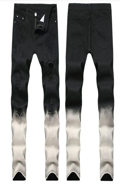 big size 2019 spring mens gradation black white jeans fashion designer ripped slim fit casual straight leg denim pants trousres qk1508282, Blue
big size 2019 spring mens gradation black white jeans fashion designer ripped slim fit casual straight leg denim pants trousres qk1508282, Blue