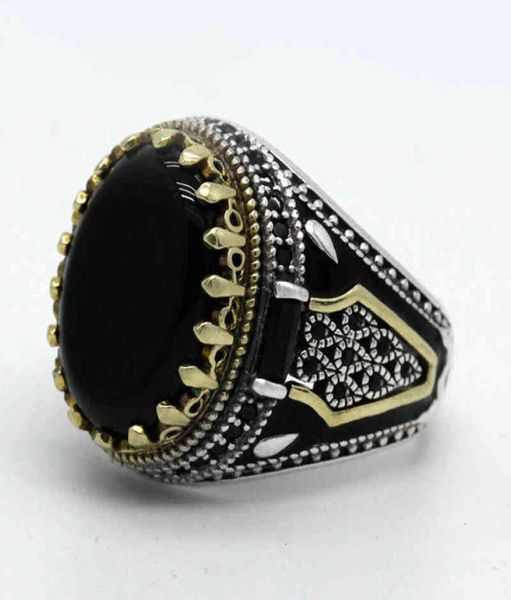 natural black agate stone for men 925 sterling silver golden crown king male ring vintage turkish handmade jewelry gift1159103, Golden;silver
natural black agate stone for men 925 sterling silver golden crown king male ring vintage turkish handmade jewelry gift1159103, Golden;silver