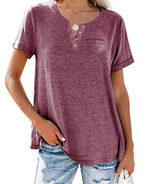 womens henley v neck t shirts short sleeve casual loose summer tees blouses tunics, White
womens henley v neck t shirts short sleeve casual loose summer tees blouses tunics, White