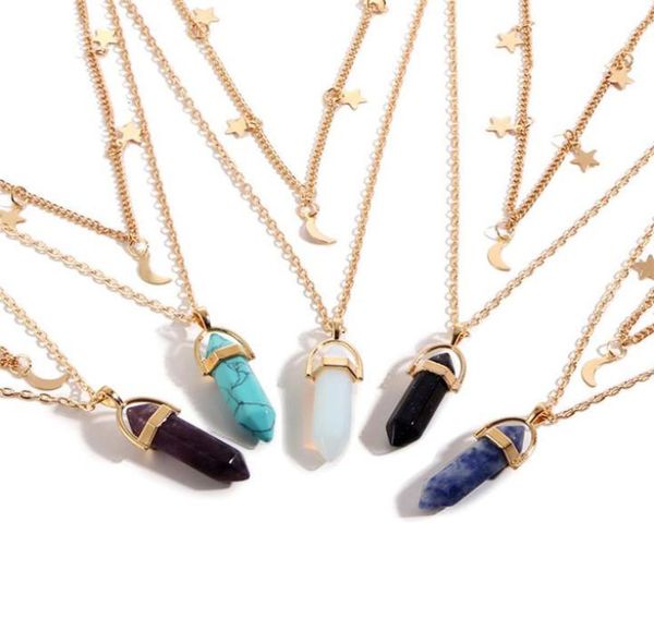 6 color fashion natural stone hexagon pendant necklace double chain star moon tassel necklacecs women fine jewlery7015814, Silver
6 color fashion natural stone hexagon pendant necklace double chain star moon tassel necklacecs women fine jewlery7015814, Silver