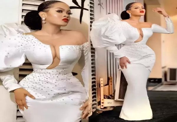 2022 white prom dresses long sleeves mermaid floor length satin jewel neck illusion bodice beaded crystals evening gowns formal oc8265016, Black
2022 white prom dresses long sleeves mermaid floor length satin jewel neck illusion bodice beaded crystals evening gowns formal oc8265016, Black