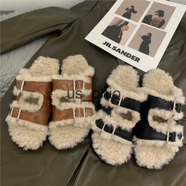 slippers mr co autumn winter womens lambswool slippers double belt platform flat heels buckle shoes soft plush outerwear house slides j23071, Black
slippers mr co autumn winter womens lambswool slippers double belt platform flat heels buckle shoes soft plush outerwear house slides j23071, Black