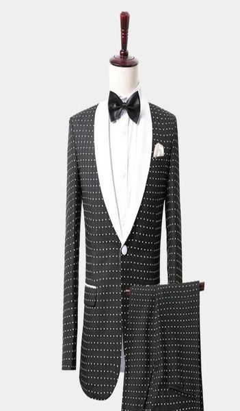 fashion gentleman black white polka dot tuxedo suit with shawl lapel mens suits custom made wedding tuxedos jacket pants vest sl3518702, Black;gray
fashion gentleman black white polka dot tuxedo suit with shawl lapel mens suits custom made wedding tuxedos jacket pants vest sl3518702, Black;gray