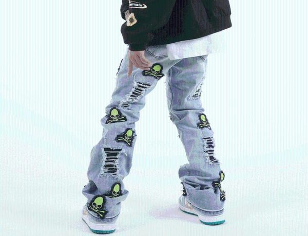 men039s jeans 2022 skull embroidery hole ripped punk gothic men pants skateboard hip hop distressed baggy denim trousers pantal1351066, Blue
men039s jeans 2022 skull embroidery hole ripped punk gothic men pants skateboard hip hop distressed baggy denim trousers pantal1351066, Blue