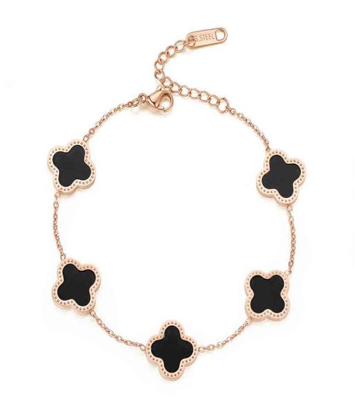 japan and south korea fashion titanium steel clover five flower bracelet female lucky grass acrylic 18k rose gold bracelet2829781, Golden;silver
japan and south korea fashion titanium steel clover five flower bracelet female lucky grass acrylic 18k rose gold bracelet2829781, Golden;silver