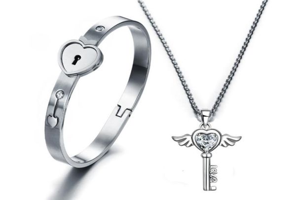 a couple lover jewelry set silver stainless steel lover heart lock bracelet key necklace lock lover jewelry set for valentines6980146
a couple lover jewelry set silver stainless steel lover heart lock bracelet key necklace lock lover jewelry set for valentines6980146