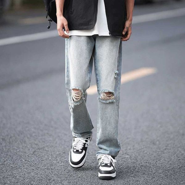 mens jeans high street trend distressed jeans men's summer american straight leg wide leg casual pants loose and versatile pants design, Blue
mens jeans high street trend distressed jeans men's summer american straight leg wide leg casual pants loose and versatile pants design, Blue