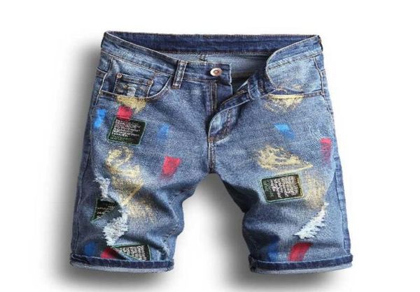 men short jeans updated painting biker pants skinny ripped holes men039s denim shorts men designer jean2221070, Blue
men short jeans updated painting biker pants skinny ripped holes men039s denim shorts men designer jean2221070, Blue