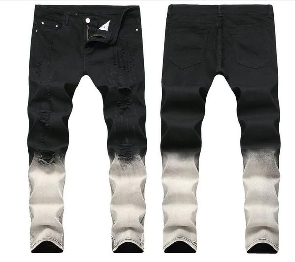 big size 2019 spring mens gradation black white jeans fashion designer ripped slim fit casual straight leg denim pants trousres qk8506124, Blue
big size 2019 spring mens gradation black white jeans fashion designer ripped slim fit casual straight leg denim pants trousres qk8506124, Blue
