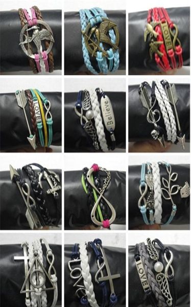 random 50 styles mix order infinite believe hunger games anchor love jesus owl birds multilayer pattern leather bracelet 50pcs1538449, Black
random 50 styles mix order infinite believe hunger games anchor love jesus owl birds multilayer pattern leather bracelet 50pcs1538449, Black